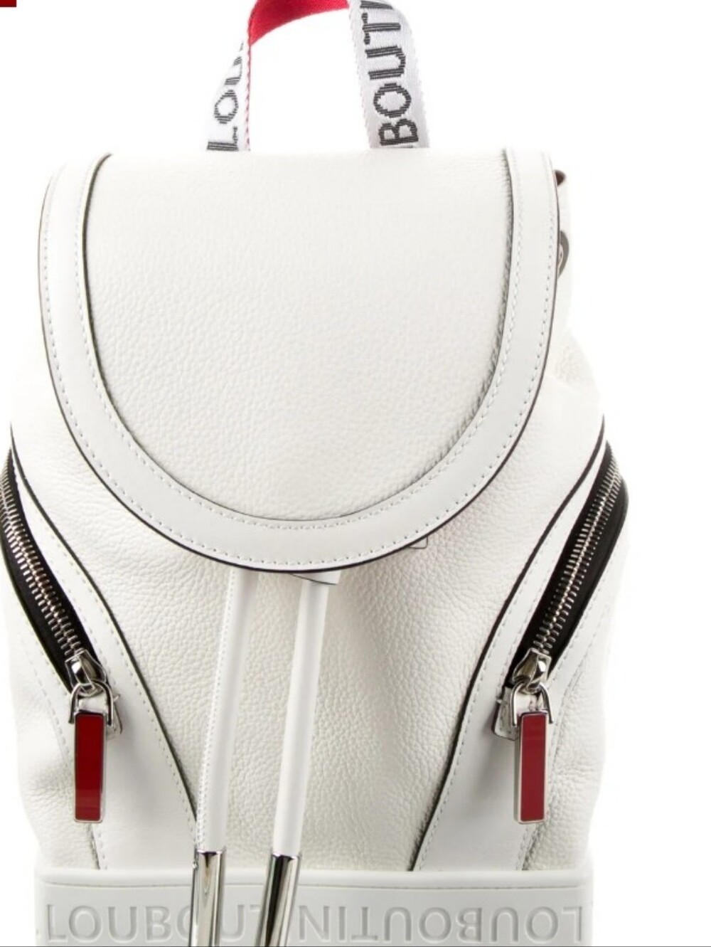 Christian Louboutin White Leather Mini Backpack with Red Accents/Unisex/Like New